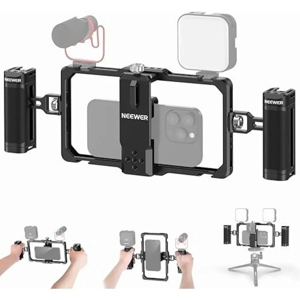 Upgraded Phone Rig Vlogging Kit, Video Stabilizer with Dual Handle